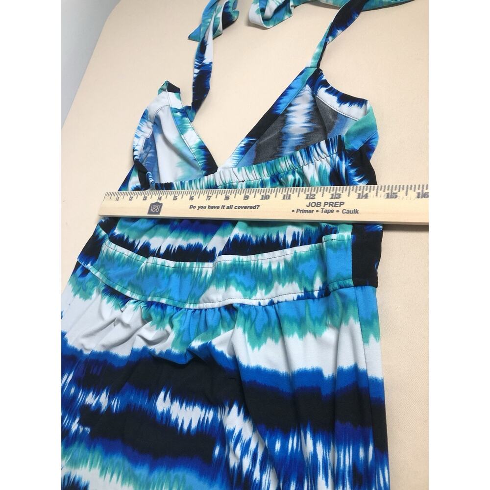 Iman Women LG Maxi Dress Halter Artsy Boho Geometric Pullover Elastic Back - Picture 10 of 12